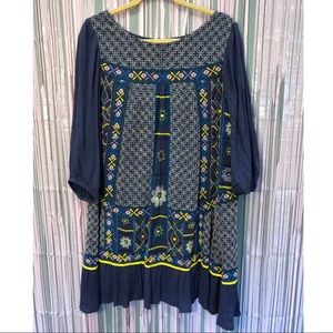 Anthropologie Long Sleeve Embroidered Dress